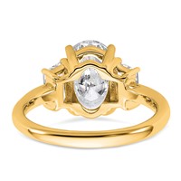 14K Yellow Gold 3.33 Carat Certified Lab Grown Diamond VS+ F+ Oval and Trapezoid Complete Three Stone Engagement Ring view 5