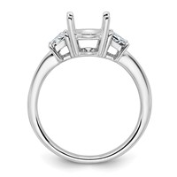 14K White Gold 0.75 Carat Lab Grown Diamond VS+ F+ Trapezoid 2.50 Carat Oval Semi Mount Three Stone Engagement Ring view 2