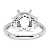 14K White Gold 0.75 Carat Lab Grown Diamond VS+ F+ Trapezoid 2.50 Carat Oval Semi Mount Three Stone Engagement Ring view 3