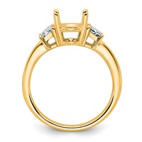 14K Yellow Gold 0.75 Carat Lab Grown Diamond VS+ F+ Trapezoid 2.50 Carat Oval Semi Mount Three Stone Engagement Ring view 2