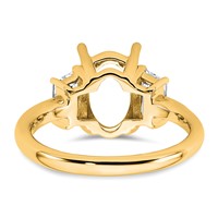 14K Yellow Gold 0.75 Carat Lab Grown Diamond VS+ F+ Trapezoid 2.50 Carat Oval Semi Mount Three Stone Engagement Ring view 3