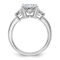 14K White Gold 4 Carat Certified Lab Grown Diamond VS+ F+ Oval and Trapezoid Complete Three Stone Engagement Ring view 2