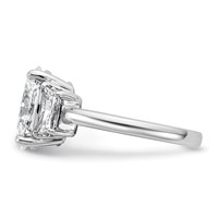 14K White Gold 4 Carat Certified Lab Grown Diamond VS+ F+ Oval and Trapezoid Complete Three Stone Engagement Ring view 3