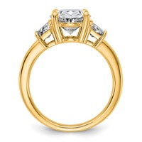 14K Yellow Gold 4 Carat Certified Lab Grown Diamond VS+ F+ Oval and Trapezoid Complete Three Stone Engagement Ring view 2