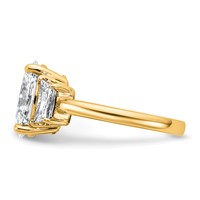 14K Yellow Gold 4 Carat Certified Lab Grown Diamond VS+ F+ Oval and Trapezoid Complete Three Stone Engagement Ring view 3