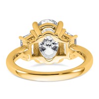14K Yellow Gold 4 Carat Certified Lab Grown Diamond VS+ F+ Oval and Trapezoid Complete Three Stone Engagement Ring view 5