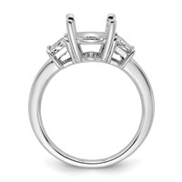 14K White Gold 1 Carat Lab Grown Diamond VS+ F+ Trapezoid 3 Carat Oval Semi Mount Three Stone Engagement Ring view 2