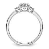 14K White Gold 1.38 Carat Certified Lab Grown Diamond VS+ F+ Radiant and Trapezoid Complete Three Stone Engagement Ring view 2