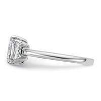 14K White Gold 1.38 Carat Certified Lab Grown Diamond VS+ F+ Radiant and Trapezoid Complete Three Stone Engagement Ring view 3