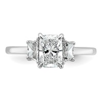 14K White Gold 1.38 Carat Certified Lab Grown Diamond VS+ F+ Radiant and Trapezoid Complete Three Stone Engagement Ring view 4