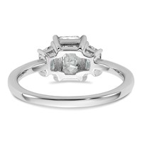 14K White Gold 1.38 Carat Certified Lab Grown Diamond VS+ F+ Radiant and Trapezoid Complete Three Stone Engagement Ring view 5