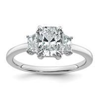 14K White Gold 1.38 Carat Certified Lab Grown Diamond VS+ F+ Radiant and Trapezoid Complete Three Stone Engagement Ring view 1