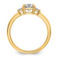 14K Yellow Gold 1.38 Carat Certified Lab Grown Diamond VS+ F+ Radiant and Trapezoid Complete Three Stone Engagement Ring view 2