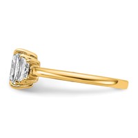 14K Yellow Gold 1.38 Carat Certified Lab Grown Diamond VS+ F+ Radiant and Trapezoid Complete Three Stone Engagement Ring view 3