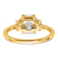 14K Yellow Gold 1.38 Carat Certified Lab Grown Diamond VS+ F+ Radiant and Trapezoid Complete Three Stone Engagement Ring view 5