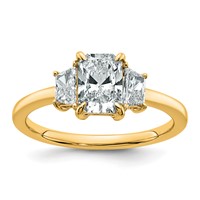 14K Yellow Gold 1.38 Carat Certified Lab Grown Diamond VS+ F+ Radiant and Trapezoid Complete Three Stone Engagement Ring view 1