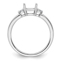 14K White Gold 0.38 Carat Lab Grown Diamond VS+ F+ Trapezoid 1 Carat Radiant Center Semi Mount Three Stone Engagement Ring view 2