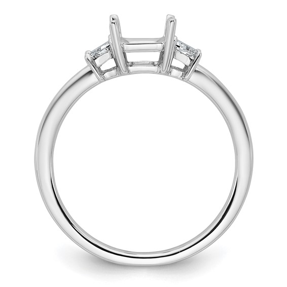 Gold Diamond Radiant and Trapezoid 3-Stone Bridal Rings