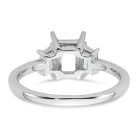 14K White Gold 0.38 Carat Lab Grown Diamond VS+ F+ Trapezoid 1 Carat Radiant Center Semi Mount Three Stone Engagement Ring view 3