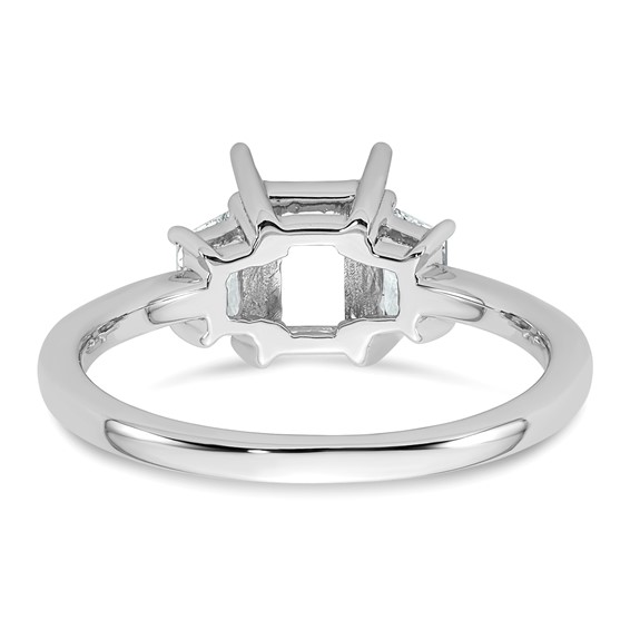 Gold Diamond Radiant and Trapezoid 3-Stone Bridal Rings