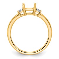 14K Yellow Gold 0.38 Carat Lab Grown Diamond VS+ F+ Trapezoid 1 Carat Radiant Center Semi Mount Three Stone Engagement Ring view 2