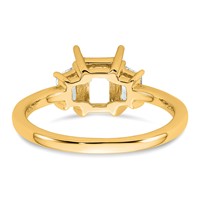14K Yellow Gold 0.38 Carat Lab Grown Diamond VS+ F+ Trapezoid 1 Carat Radiant Center Semi Mount Three Stone Engagement Ring view 3