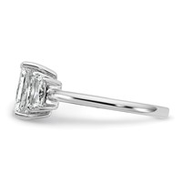 14K White Gold 2 Carat Certified Lab Grown Diamond VS+ F+ Radiant and Trapezoid Complete Three Stone Engagement Ring view 3