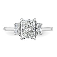 14K White Gold 2 Carat Certified Lab Grown Diamond VS+ F+ Radiant and Trapezoid Complete Three Stone Engagement Ring view 4