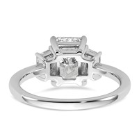 14K White Gold 2 Carat Certified Lab Grown Diamond VS+ F+ Radiant and Trapezoid Complete Three Stone Engagement Ring view 5