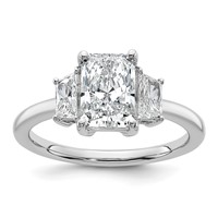 14K White Gold 2 Carat Certified Lab Grown Diamond VS+ F+ Radiant and Trapezoid Complete Three Stone Engagement Ring view 1