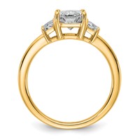 14K Yellow Gold 2 Carat Certified Lab Grown Diamond VS+ F+ Radiant and Trapezoid Complete Three Stone Engagement Ring view 2