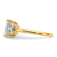 14K Yellow Gold 2 Carat Certified Lab Grown Diamond VS+ F+ Radiant and Trapezoid Complete Three Stone Engagement Ring view 3