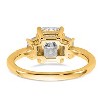 14K Yellow Gold 2 Carat Certified Lab Grown Diamond VS+ F+ Radiant and Trapezoid Complete Three Stone Engagement Ring view 5