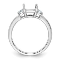 14K White Gold 0.50 Carat Lab Grown Diamond VS+ F+ Trapezoid 1.50 Carat Radiant Center Semi Mount Three Stone Engagement Ring view 2