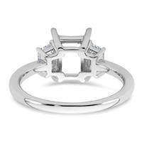 14K White Gold 0.50 Carat Lab Grown Diamond VS+ F+ Trapezoid 1.50 Carat Radiant Center Semi Mount Three Stone Engagement Ring view 3