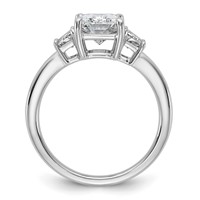 14K White Gold 2.75 Carat Lab Grown Diamond VS+ F+ Radiant and Trapezoid Complete Three Stone Engagement Ring view 2