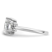 14K White Gold 2.75 Carat Lab Grown Diamond VS+ F+ Radiant and Trapezoid Complete Three Stone Engagement Ring view 3