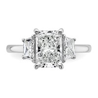 14K White Gold 2.75 Carat Lab Grown Diamond VS+ F+ Radiant and Trapezoid Complete Three Stone Engagement Ring view 4