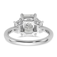 14K White Gold 2.75 Carat Lab Grown Diamond VS+ F+ Radiant and Trapezoid Complete Three Stone Engagement Ring view 5