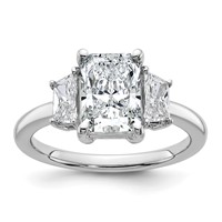 14K White Gold 2.75 Carat Lab Grown Diamond VS+ F+ Radiant and Trapezoid Complete Three Stone Engagement Ring view 1