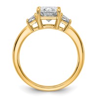 14K Yellow Gold 2.75 Carat Certified Lab Grown Diamond VS+ F+ Radiant and Trapezoid Complete Three Stone Engagement Ring view 2