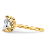 14K Yellow Gold 2.75 Carat Certified Lab Grown Diamond VS+ F+ Radiant and Trapezoid Complete Three Stone Engagement Ring view 3