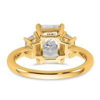 14K Yellow Gold 2.75 Carat Certified Lab Grown Diamond VS+ F+ Radiant and Trapezoid Complete Three Stone Engagement Ring view 5
