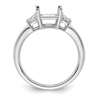 14K White Gold 0.75 Carat Lab Grown Diamond VS+ F+ Trapezoid 2 Carat Radiant Center Semi Mount Three Stone Engagement Ring view 2