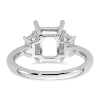 14K White Gold 0.75 Carat Lab Grown Diamond VS+ F+ Trapezoid 2 Carat Radiant Center Semi Mount Three Stone Engagement Ring view 3