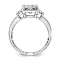 14K White Gold 3.33 Carat Lab Grown Diamond VS+ F+ Radiant and Trapezoid Complete Three Stone Engagement Ring view 2