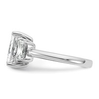 14K White Gold 3.33 Carat Lab Grown Diamond VS+ F+ Radiant and Trapezoid Complete Three Stone Engagement Ring view 3