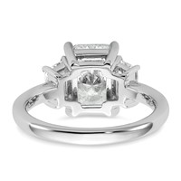 14K White Gold 3.33 Carat Lab Grown Diamond VS+ F+ Radiant and Trapezoid Complete Three Stone Engagement Ring view 5