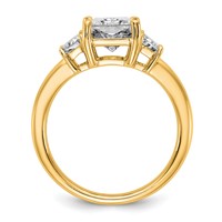 14K Yellow Gold 3.33 Carat Certified Lab Grown Diamond VS+ F+ Radiant and Trapezoid Complete Three Stone Engagement Ring view 2
