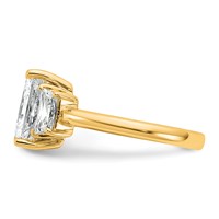 14K Yellow Gold 3.33 Carat Certified Lab Grown Diamond VS+ F+ Radiant and Trapezoid Complete Three Stone Engagement Ring view 3